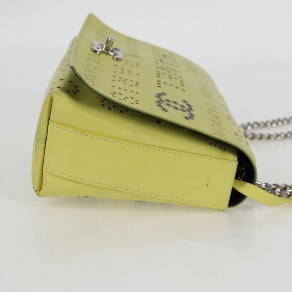 CHANEL Chain Shoulder Bag Leather 2way Yellow CC Auth 130486M - Picture 5 of 14
